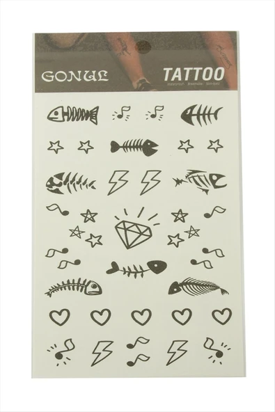Kalp Balık Tattoo Dövme Sticker ürün görseli 1