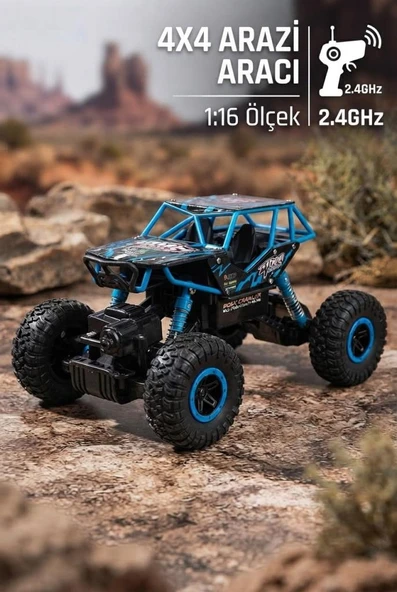 Racing Crew Rock Crawler 1:16 Ölçek 4WD Uzaktan Kumandalı Arazi Aracı - 2.4 GHz Oyuncak Araba ürün görseli 1