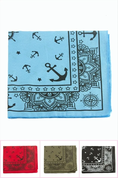 Çapa Desenli Keten Bandana 50*50 ürün görseli 1