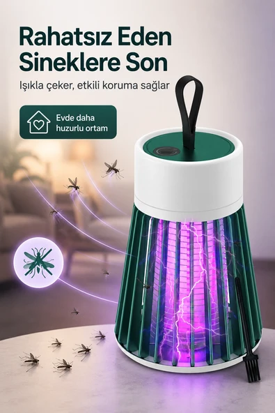 Mor Işıklı Elektrikli Sinek Öldürücü Lamba Balkon Bahçe Kamp Kullanım Cihazı ürün görseli 1