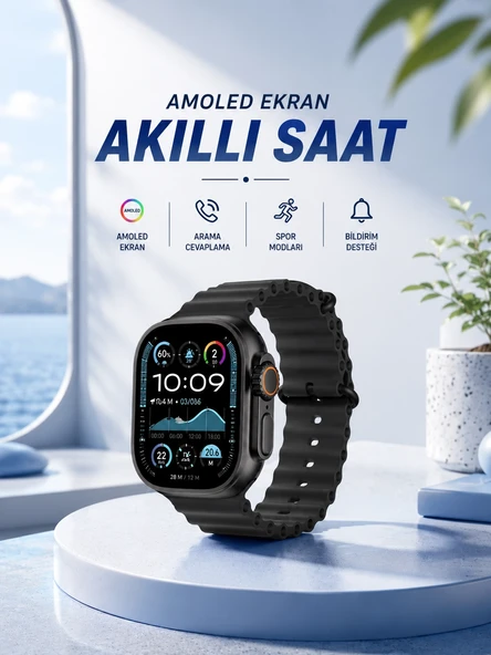 Akıllı Saat Bluetooth Bağlantılı NFC ve GPS Uyumlu Nabız Ölçer Sesli Görüşme ürün görseli 1