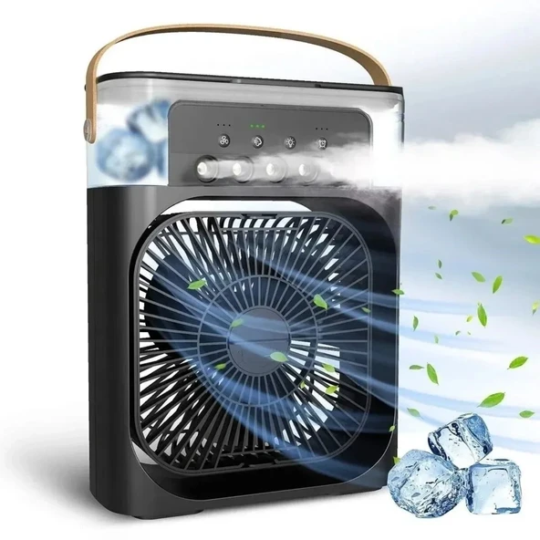 Taşınabilir 3 Farklı Mod Ayarlı 7 Farklı Led Işıklı Sulu Soğutmalı Taşınabilir Masaüstü USB Fan Vantilatör ürün görseli 1