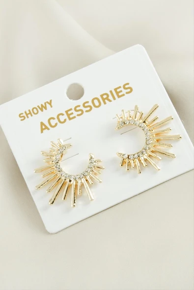 Güneş Trend Taşlı Metal Küpe ürün görseli 1