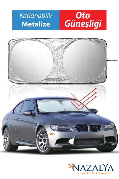Katlanır Araba Ön Cam Güneşliği Metalize Isı Yalıtımlı Yazlık 150x70cm Otomobil Aksesuarı ürün görseli 1