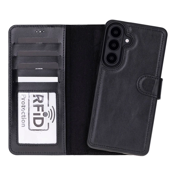 Samsung Galaxy S26 Plus Uyumlu Manyetik Hakiki Deri Cüzdan Kılıf ,Cüzdan Taşımaya Son, Kredi Kart Yuvalı, RFID Güvenlik ürün görseli 1