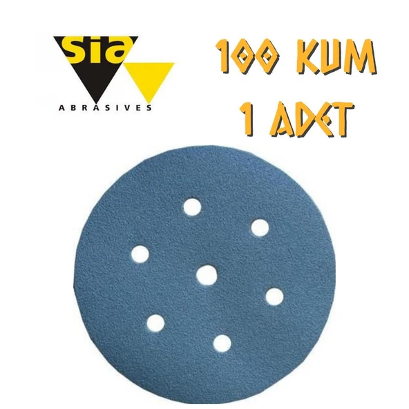 Sia 1949 Hookit 7 Delikli Cırt Zımpara 150 mm - P100 Kum - 10 Adet ürün görseli 1