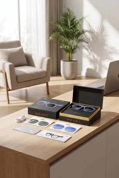 Mor Yapay Zeka Akıllı Gözlük Kameralı Bluetooth Sesli Asistanlı Premium Tasarım ürün görseli 1