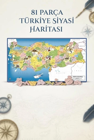 Küçük Kaşifler İçin Türkiye Siyasi Haritası ve Bölge Bilgileri Eğitici Coğrafya Seti 81 Parça ürün görseli 1