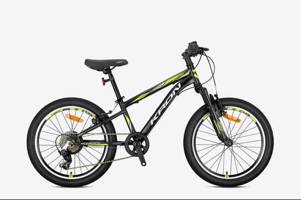 KRON VORTEX 4.0 - 20" MTB - 11' - 7  Vites - V.B. - Mat Siyah-Gri/Neon Sarı ürün görseli 1