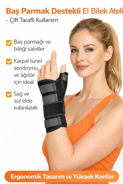 Baş Parmak Destekli Ayarlanabilir El Bilek Ateli Çift Taraflı Günlük Rahat Kullanım ürün görseli 1