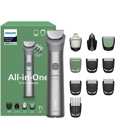 Philips All-In-One Trimmer 5000 Serisi MG5932/15, 11'ı 1 Arada Erkek Bakım Seti, Yüz Saç Vücut Için ürün görseli 1