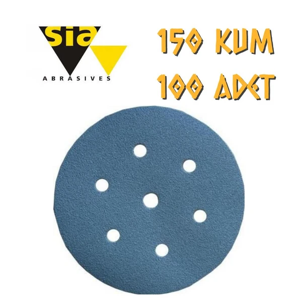 Sia 1949 Hookit 7 Delikli Cırt Zımpara 150 mm - P150 Kum - 100 Adet ürün görseli 1
