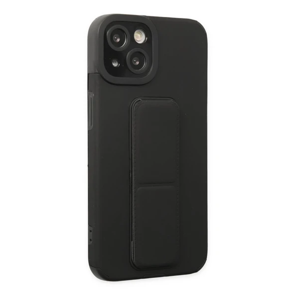 İphone 14 Plus Kılıf Mega Standlı Silikon - Siyah - Resim 2