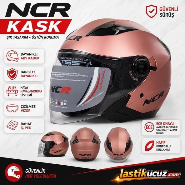 NCR KASK ÇENESİZ 708 ECE 22/06 BELGELİ- ROSE GOLD ürün görseli 1