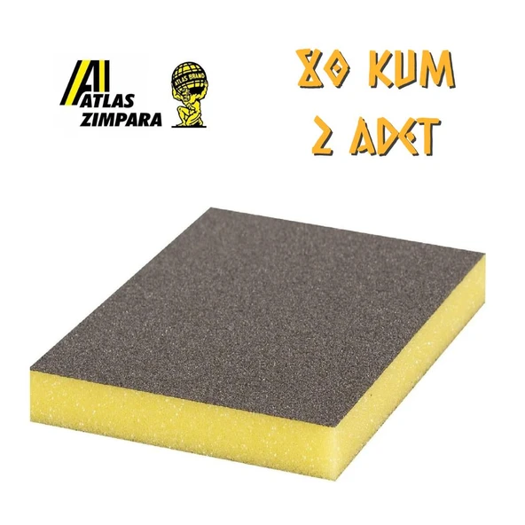 Atlas Sünger Zımpara - İnce 2 taraflı - 80 Kum - 2 Adet ürün görseli 1