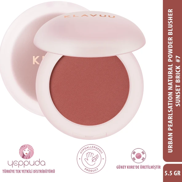 Klavuu Urban Pearlsation Natural Powder Blusher #7 Sunset Brick - İnci Tozu İçeren Allık ürün görseli 1