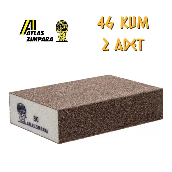 Atlas Sünger Zımpara - Kalın 4 Taraflı - 46 Kum - 2 Adet ürün görseli 1