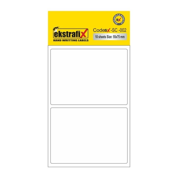 Ekstrafix Ofis Etiketi 55x75 Mm 10 Lu  (10 paket)Beyaz Q (SC-002 B) ürün görseli 1