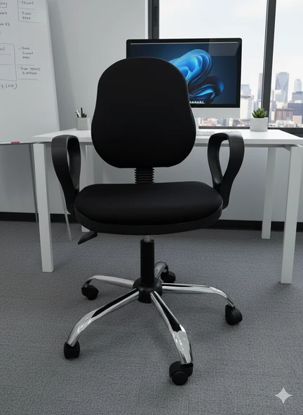 Ofis Koltuğu, Ergonomik Siyah Büro Koltuğu, Sekreter Koltuğu, Çalışma Koltuğu ürün görseli 1