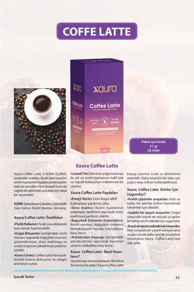 Xaura Global Coffee Latte 20 pcs 420 g - Resim 2