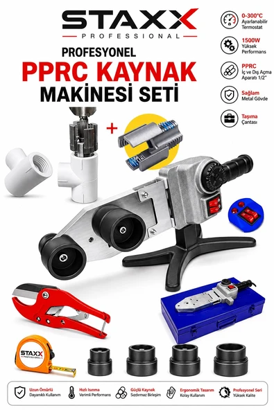 1500W PPRC Plastik Boru Kaynak Makinesi Seti Çift Rezistans Isı Ayarlı Metal Çantalı 20-25-32-40 mm ürün görseli 1