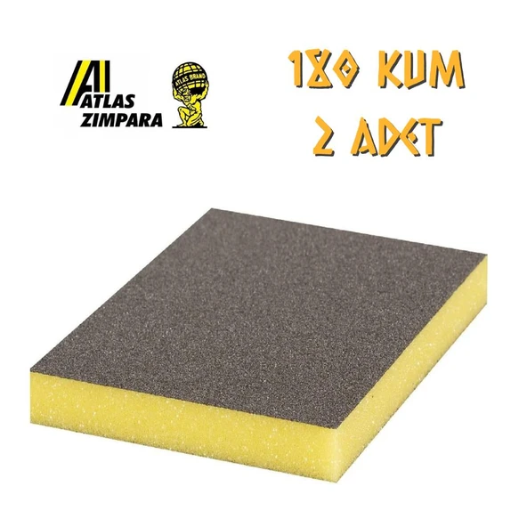 Atlas Sünger Zımpara - İnce 2 taraflı - 180 Kum - 2 Adet ürün görseli 1