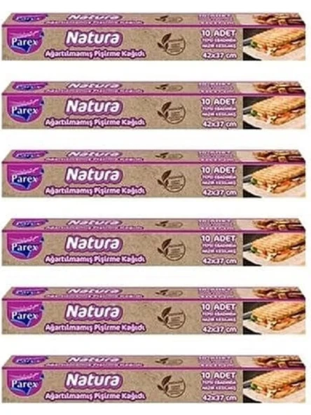 Parex Natura Ağartılmamış Organik Hazır Kesilmiş Pişirme Kağıdı 10'lu x 6 Adet ürün görseli 1