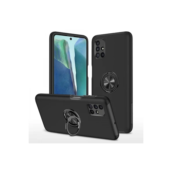 Samsung Galaxy M51 Kılıf Elit Yüzüklü Kapak - Siyah ürün görseli 1