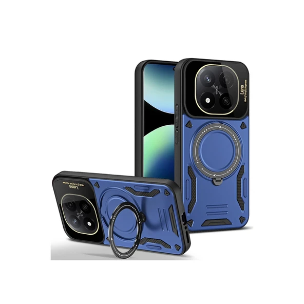 Xiaomi Redmi Note 14 Pro 4g Kılıf Joy Lens Standlı Kapak - Lacivert ürün görseli 1