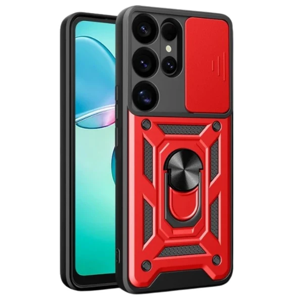 Samsung Galaxy S26 Ultra Pars Lens Yüzüklü Silikon - Kırmızı ürün görseli 1