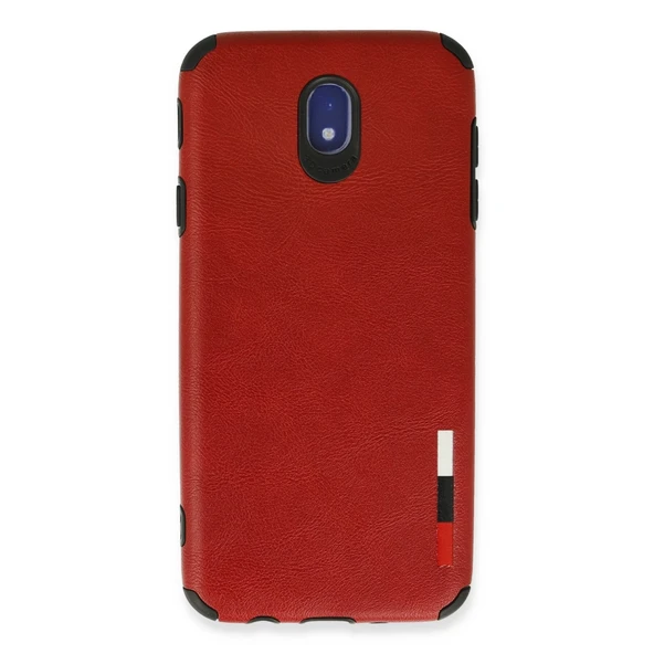 Samsung Galaxy J7 Pro / J730 Kılıf Loop Deri Silikon - Kırmızı ürün görseli 1