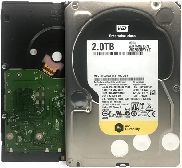 Western Digital WD2000FYYZ 2TB 7200RPM 64MB Cache SATA3 Enterprise HDD Sunucu/NAS Diski ürün görseli 1