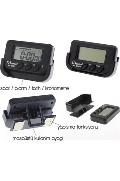 Dijital Mini Masa Araba Saati Kronometre - Resim 2