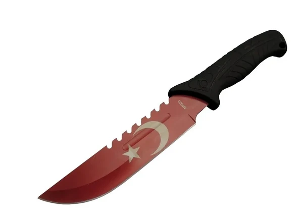 Ayyıldız Mf033 Rd Kırmızı Av Bıçağı 31cm - Testere Detaylı Bıçak, Oluklu, Kılıflı, Plastik Sap ürün görseli 1