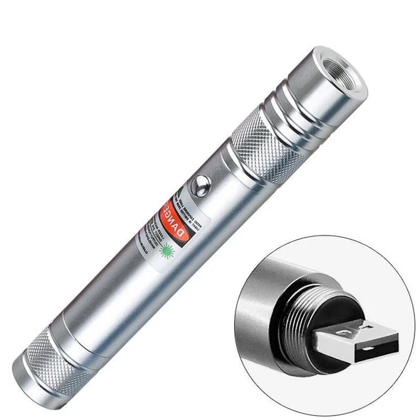 Fithome 100mw Desen Başlıklı Usb Şarjlı Yeşil Lazer Pointer - Resim 7