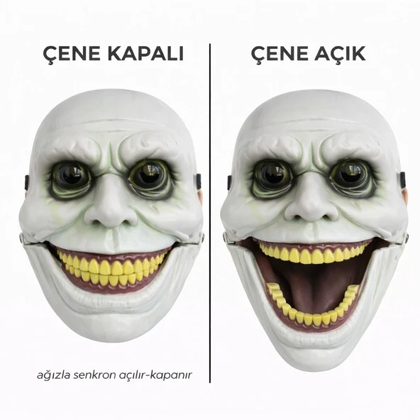 Hareketli Çene Mekanizmalı Korku Maskesi Yeşil ürün görseli 1
