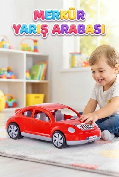 Merkür Kırmızı Spor Yarış Arabası - Eğitici ve Gerçekçi 35 CM Oyuncak Yarış Arabası ürün görseli 1