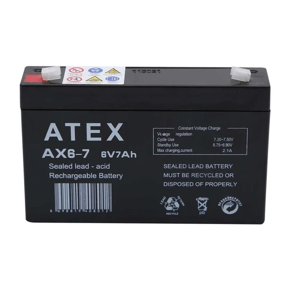 Atex Ax6-7 6v 7ah Akü ürün görseli 1
