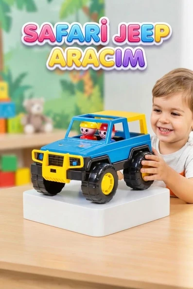 Safari Jeep Aracım – Eğlenceli ve Dayanıklı Özel Tasarım Mavi 22 CM Oyuncak Arazi Aracı ürün görseli 1