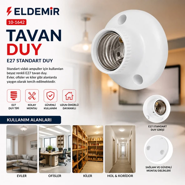 40 ADET E27 KOLAY MONTAJ TAVAN DUY (5224) - Resim 2