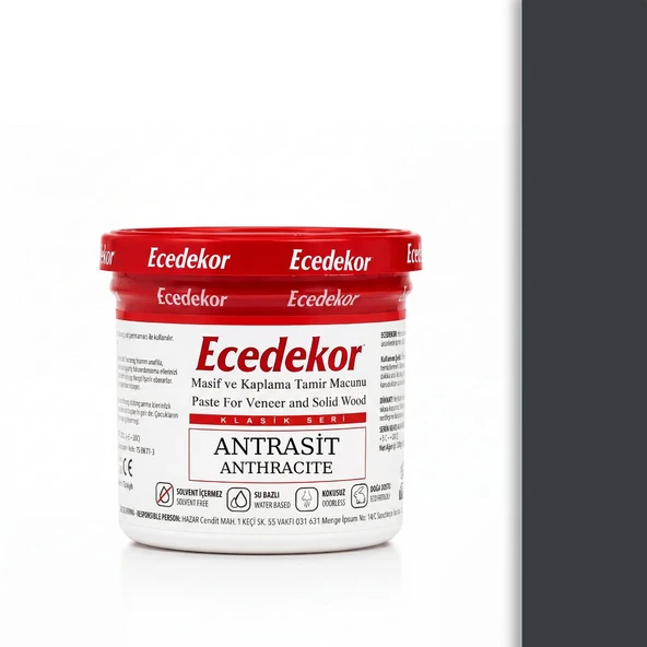 Antrasit Ecedekor Ahşap Dolgu Macunu Bardak (200gr) ürün görseli 1