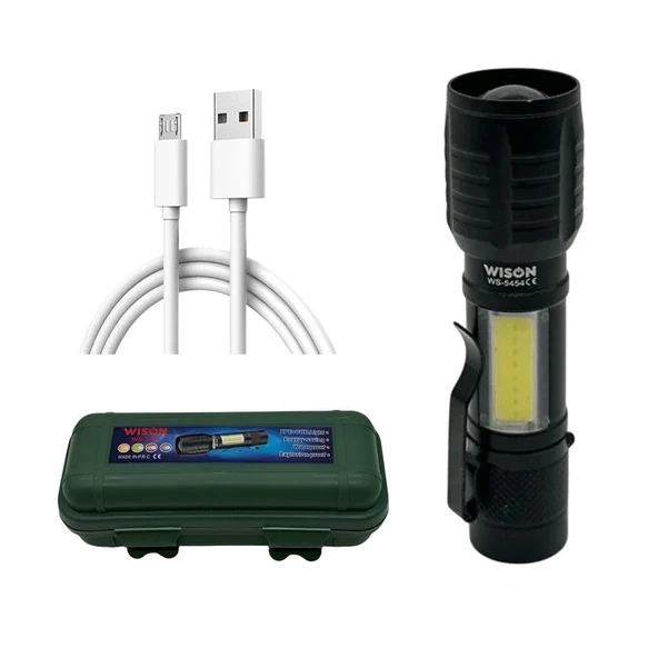 Wison Ws-5454 Cob Led Usb Şarjlı Mini El Feneri ürün görseli 1