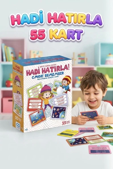 Hadi Hatırla! 55 Kart Eğlenceli Eğitici Hafıza ve Zeka Oyunu - Okul Öncesi Odaklanma Oyunu ürün görseli 1