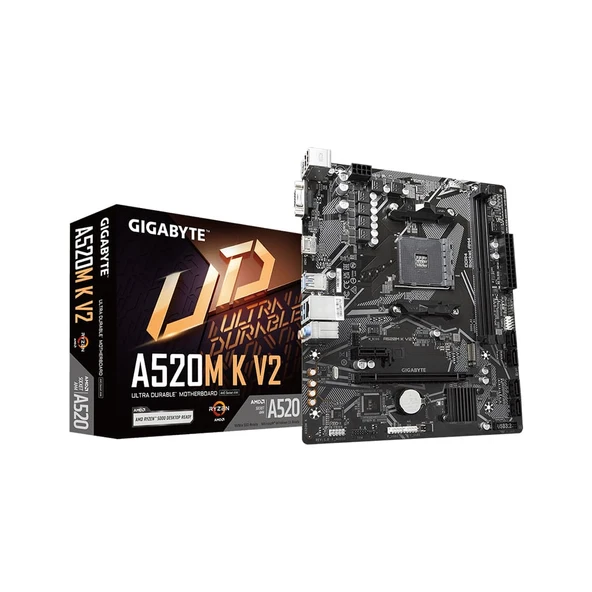 GIGABYTE A520M-K V2, 2xDDR4, 1x M.2, D-SUB, HDMI, AM4 Soket Anakart ürün görseli 1