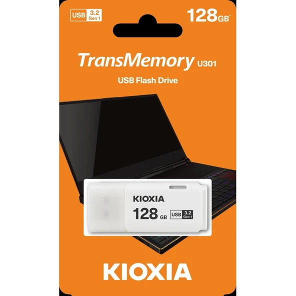 KIOXIA U301W 128GB USB 3.2 Gen1 TransMemory Flash Disk (Beyaz) ürün görseli 1