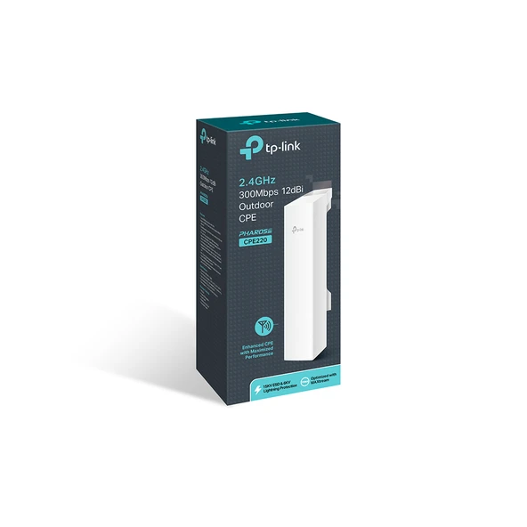 TP-LINK CPE220, 300Mbps, 2.4Ghz WiFi, 12dbi Anten, 13Km Menzil, Noktadan Noktaya, Dış Mekan, Access Point CPE ürün görseli 1