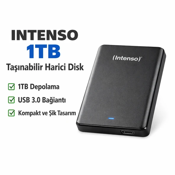INTENSO 2.5 1TB USB 3.0 TAŞINABİLİR HARİCİ HARDDISK SİYAH 6023560 ürün görseli 1