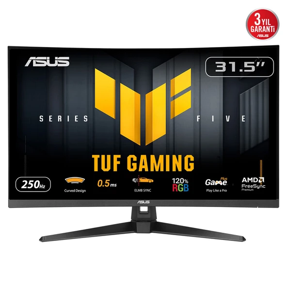 ASUS TUF GAMING VG32VQM5B 31,5" 0,5ms, 250Hz, FullHD Curved, DP, 2xHDMI, VA Panel, 1500R, Display Widget Center, GAMING Monitör ürün görseli 1