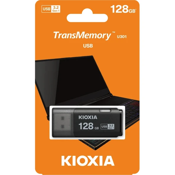 KIOXIA U301K 128GB USB 3.2 Gen1 TransMemory Flash Disk (Siyah) ürün görseli 1