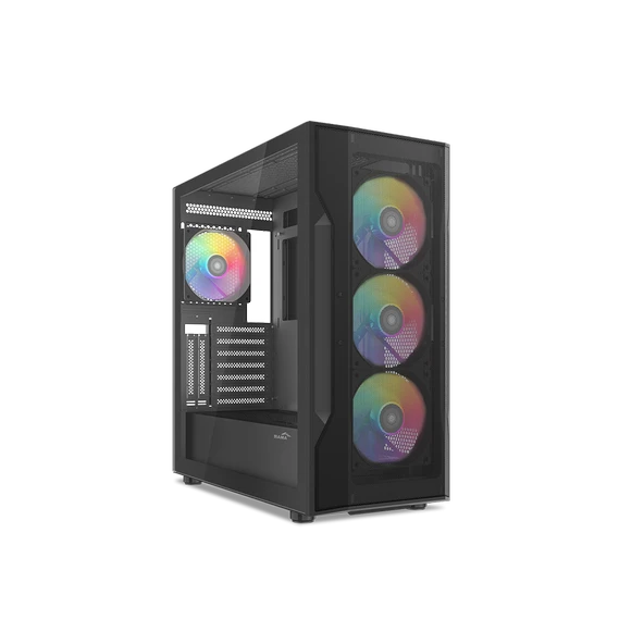 SAMA S40BK Black, H700BK 700W, 80 PLUS, Tempered Glass Panel, Mesh Ön Panel, Type-C, 4x120mm ARGB Fan, ATX, GAMING KASA ürün görseli 1